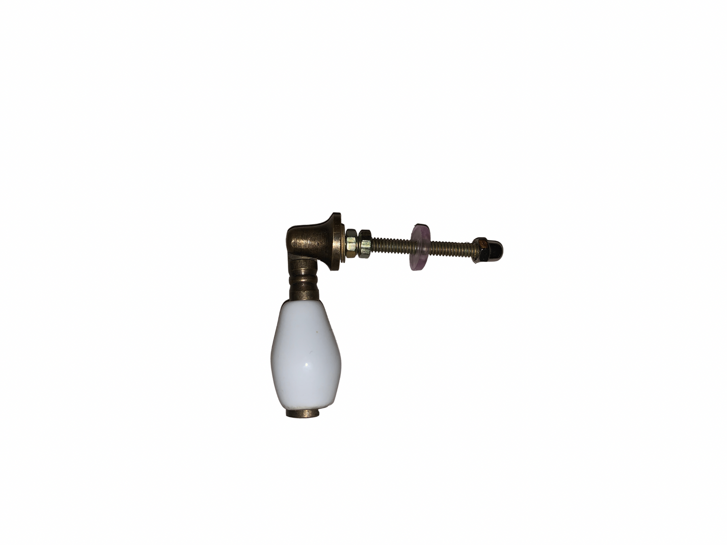 White Ceramic Drop Handle Antique Brass