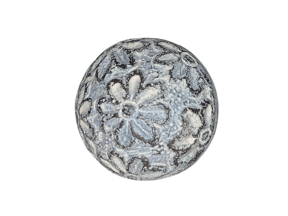 White Floral Metal Knob